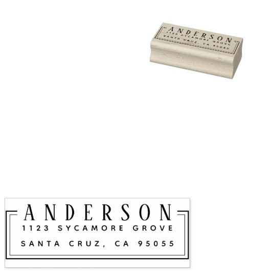 Rustieke letters Achternaam Rechthoekig adres Rubberstempel (Gestempeld)