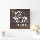 Rustieke ‘License to Grill’ wandklok – Grappige BB (Huis)