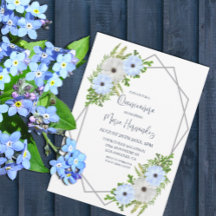 Rustieke lichtblauwe en witte bloemenkleed Quincea