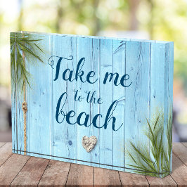 Rustieke Lichtblauwe Houten Kust Neem me naar het  Fotoblokken