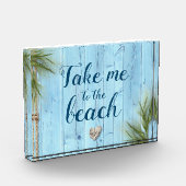 Rustieke Lichtblauwe Houten Kust Neem me naar het  Fotoblokken (Links)