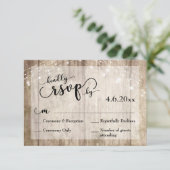 Rustieke lichtbruine houten & lichten Trouw-RSVP 3 RSVP Kaartje (Staand voorkant)