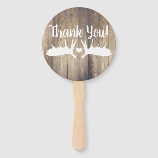 Rustieke lichte schuur hout & witte eland gewei handwaaier (Achterkant)