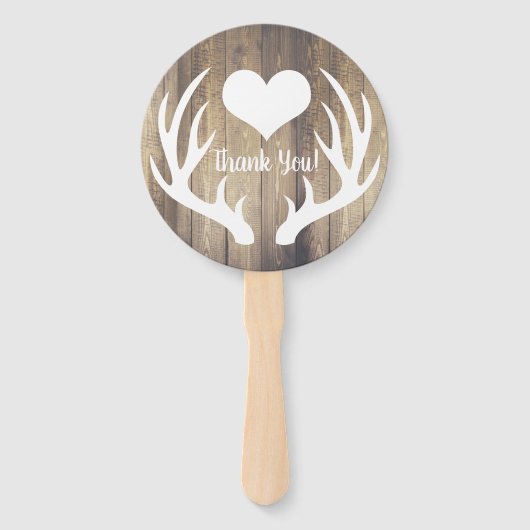 Rustieke lichte schuur hout & witte herten gewei b handwaaier (Achterkant)