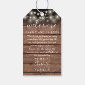 Rustieke Lichten Bruiloft Favor Welkomstmand Tas Cadeaulabel (Achterkant)