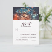 Rustieke lichten bruiloft RSVP kaarten Kaartje (Staand voorkant)