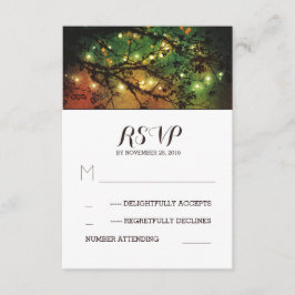 Rustieke lichten bruiloft RSVP kaarten Kaartje