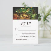 Rustieke lichten bruiloft RSVP kaarten Kaartje (Staand voorkant)