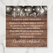 Rustieke Lichten Bruiloft Welkom Gift Basket Bag Bedankjes Labels (Achterkant)