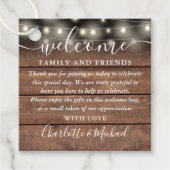 Rustieke Lichten Bruiloft Welkom Gift Basket Bag Bedankjes Labels (Voorkant)