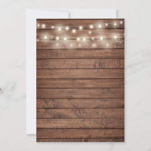 Rustieke Lichten Brunch En Bruisende Bruidsuitnodi Kaart (Achterkant)