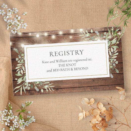 Rustieke Lichten Foliage Wedding Shower Gift Regis Informatiekaartje