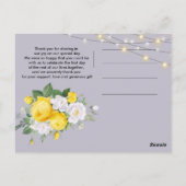 Rustieke lichten Geel Bloem Dank je Briefkaart (Achterkant)