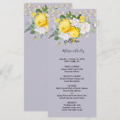 Rustieke lichten Geel Bloemenen Bruiloftsmenu Programmakaart (Voorkant / Achterkant)