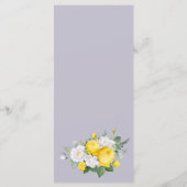 Rustieke lichten Geel Bloemenen Bruiloftsmenu Programmakaart (Achterkant)