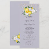 Rustieke lichten Geel Bloemenen Bruiloftsmenu Programmakaart (Voorkant / Achterkant)