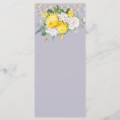 Rustieke lichten Geel Bloemig Trouwmenu Programmakaart (Achterkant)