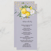 Rustieke lichten Geel Bloemig Trouwmenu Programmakaart (Voorkant / Achterkant)