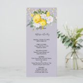 Rustieke lichten Geel Bloemig Trouwmenu Programmakaart (Staand voorkant)