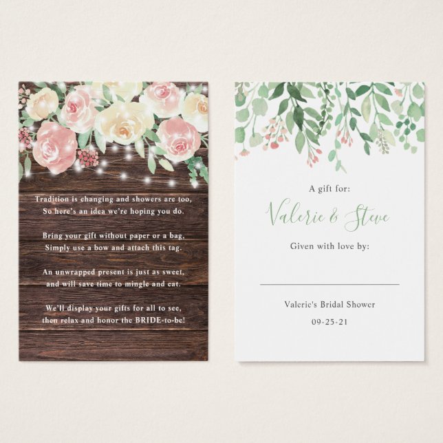 Rustieke Lichten Geen Wrap Douche display cadeau l Visitekaartje (Voorkant /achterkant)