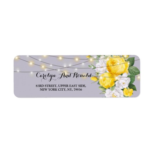 Rustieke lichten Gele Bloemen Label (Voorkant)
