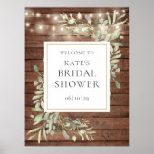 Rustieke Lichten Groen Vrijgezellenfeest Welkomstb Poster (Voorkant)