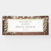 Rustieke Lichten Groene Bruidsontvangst Spandoek (Horizontaal)