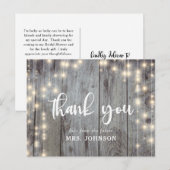 Rustieke Lichten Hout Bedankt Bruidsfeest Briefkaart (Voorkant / Achterkant)