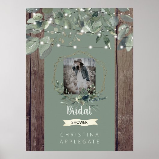 Rustieke lichten & hout foto salie bruidsdouche II Poster (Voorkant)