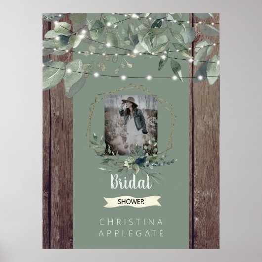 Rustieke lichten & hout foto salie bruiloft  III Poster (Voorkant)