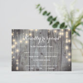 Rustieke Lichten Hout RSVP Kaartje (Staand voorkant)