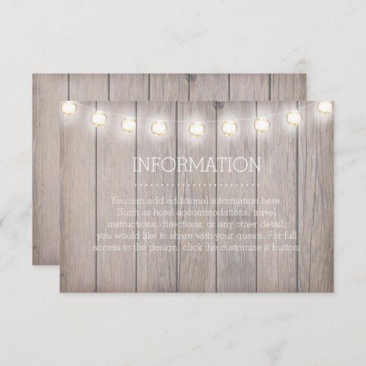 Rustieke Lichten Informatie Kaart (Voorkant / Achterkant)