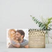Rustieke Lichten Jute Opslagkaart met Foto Save The Date (Staand voorkant)