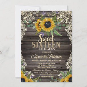 Rustieke lichten, Kanten zonnebloemen Donker hout  Kaart