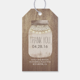 Rustieke Lichten Mason Jar Lace Wood Cadeaulabel