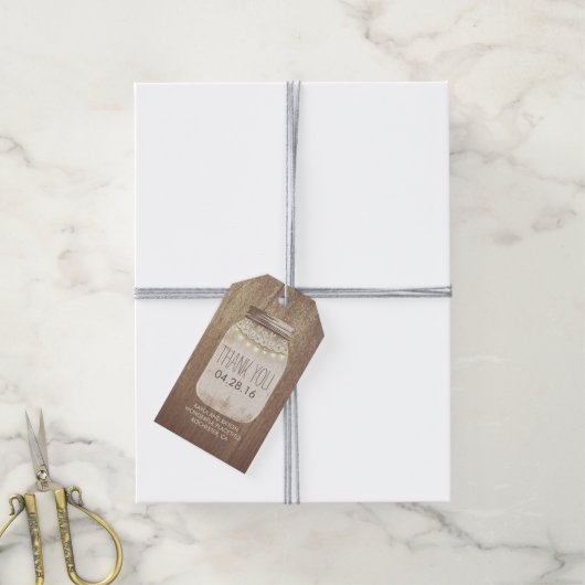 Rustieke Lichten Mason Jar Lace Wood Cadeaulabel (Met Touw)