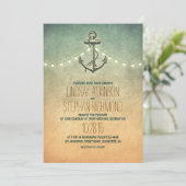 Rustieke lichten nautische anker bruiloft kaart (Staand voorkant)