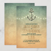 Rustieke lichten nautische anker bruiloft kaart (Voorkant / Achterkant)