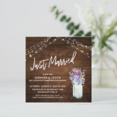 Rustieke lichten Net getrouwd Wilde bloemen in pot Kaart (Staand voorkant)