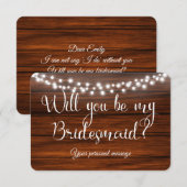 Rustieke lichten Wil je mijn bruidsmeisje Kaart (Voorkant / Achterkant)