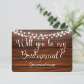 Rustieke lichten Wil je mijn bruidsmeisje Kaart (Staand voorkant)