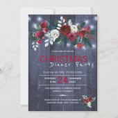 Rustieke lichten winter bloemenkerstdiner kaart (Voorkant)