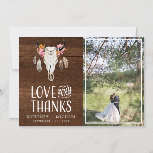 Rustieke Liefde Bedankt Antler Donker Hout Dank u (Voorkant)