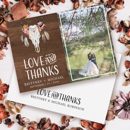 Rustieke Liefde Bedankt Antler Donker Hout Dank u 