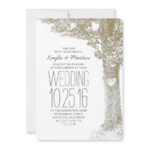 Rustieke liefde hart boom bruiloft uitnodigingen