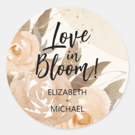Rustieke liefde in Bloom Peach Floral Ronde Sticker
