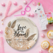 Rustieke liefde in Bloom Perzik Bloemen Papieren Bordje (Feest)