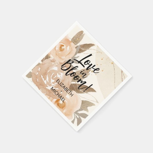 Rustieke liefde in Bloom Perzik Bloemen Servet (Hoek)