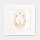 Rustieke Liefde Westerse Hoefijzer Monogram Bruilo Folie Servetten (Voorkant)