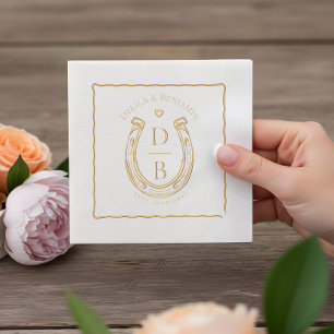 Rustieke Liefde Westerse Hoefijzer Monogram Bruilo Folie Servetten